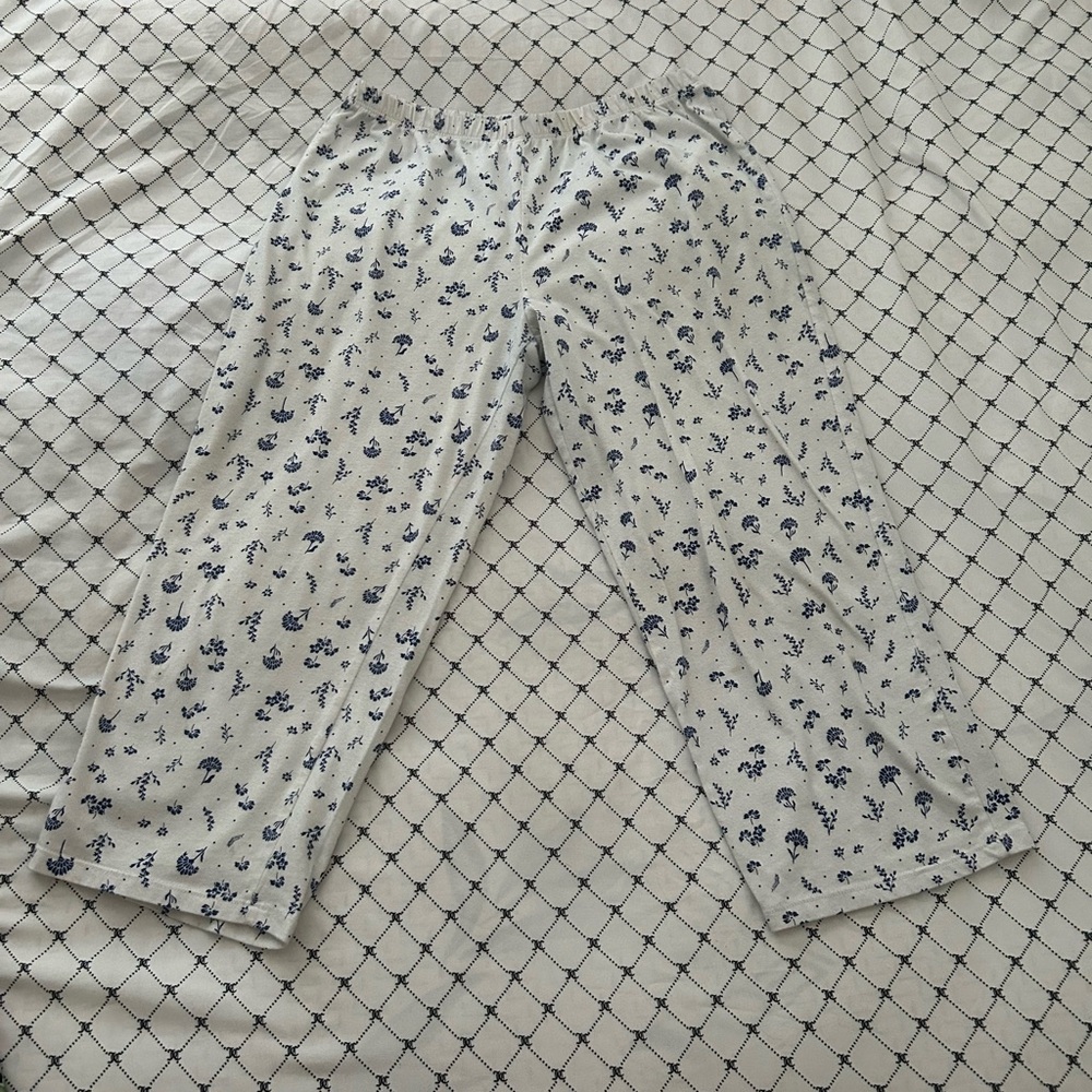 Kids Pajamas in White and Blue Floral Print